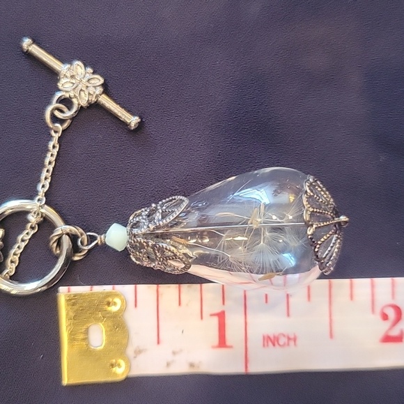 Make a Wish dandelion in blown glass necklace! 28" T- chain - Picture 7 of 13